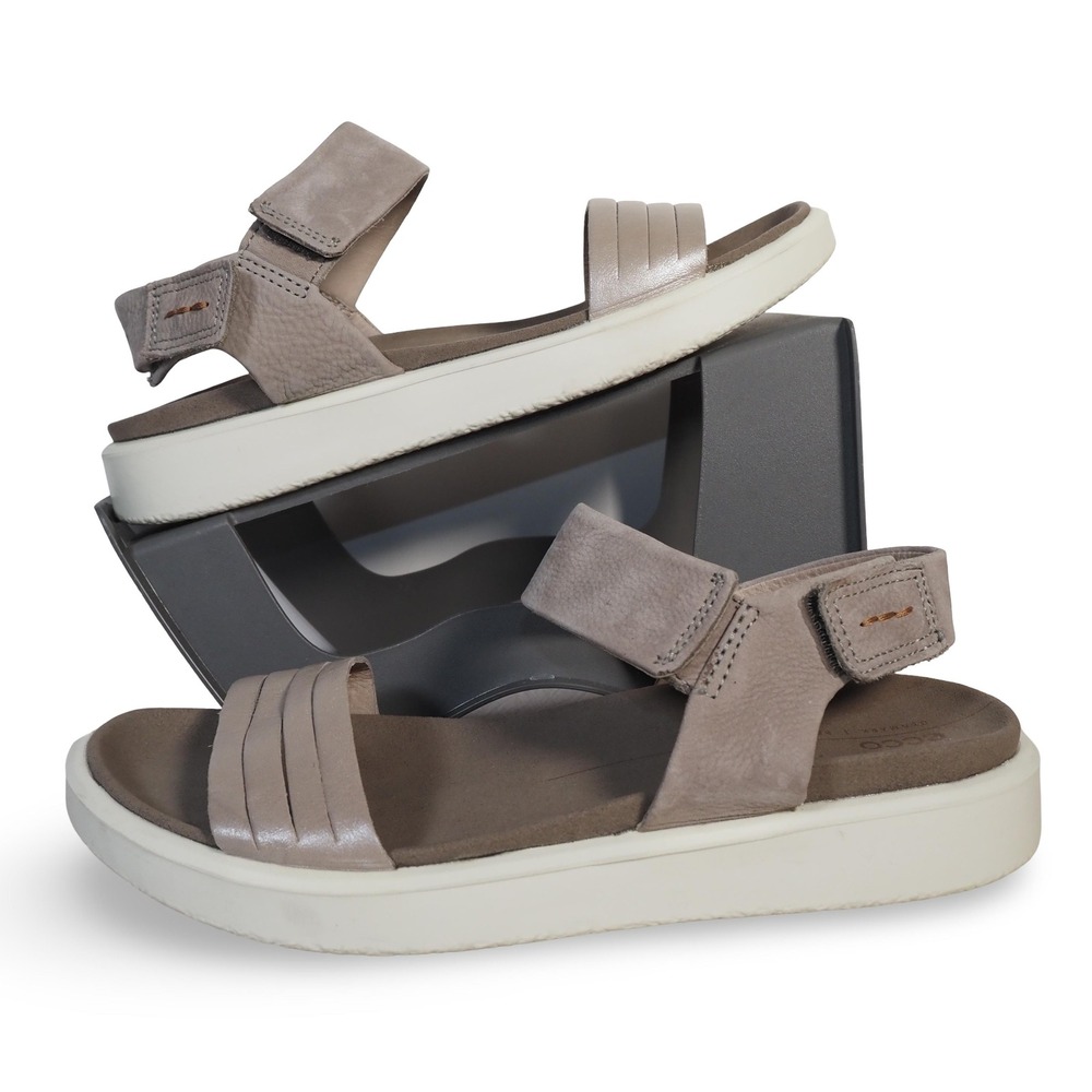 ECCO Flowt Slingback Leather Sandals Womens 7/38 Moon Rock Metallic 273603